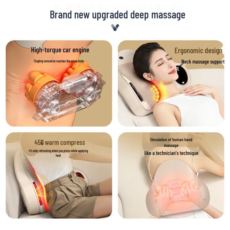 Kangzuo Rechargeable Multi-function Neck and Back Massage Pillow