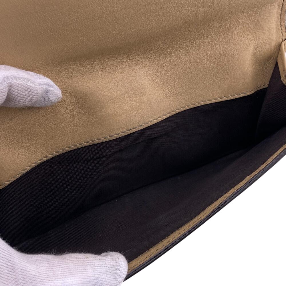 Gucci 231839 W Hook Wallet  Diamante Leather Purse Beige Leather Women Used