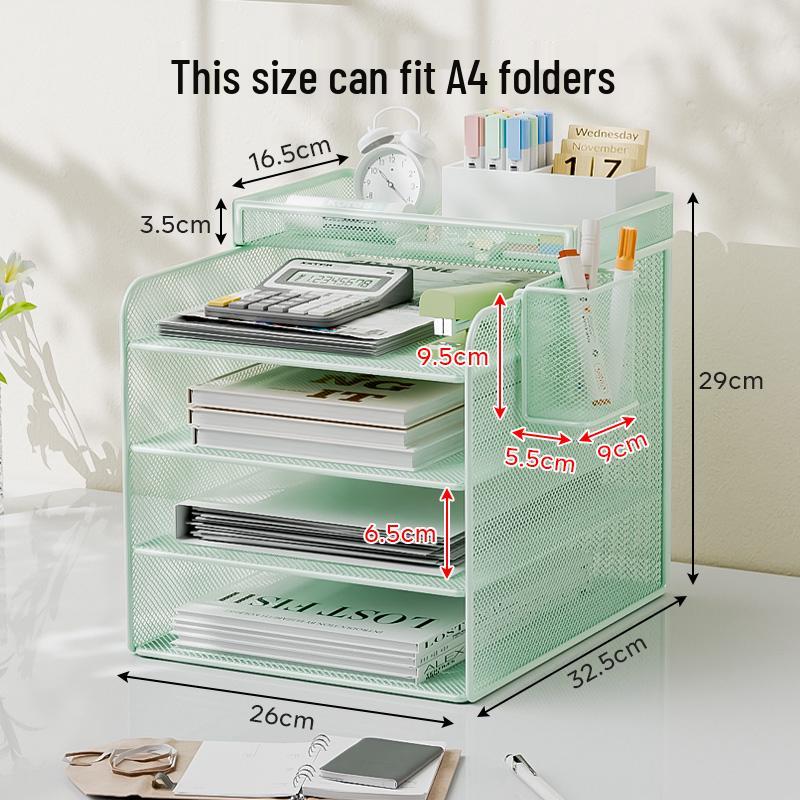 Metal Desktop File Organizer: Office Folder Storage & Bookend Rack