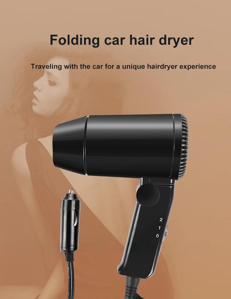12V Car Folding Hair Dryer Portable Hair Dryer Road Trip for Convertible Travel Camper Motorhome Travel Accessories Hair Blower