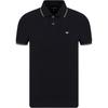 Polo Shirt Stretch Piqué Micro Eagle Solid Color Square Neck Short Sleeve T-Shirt Men Tops Navy-Blue 8N1FB41-JPTZ1-0920