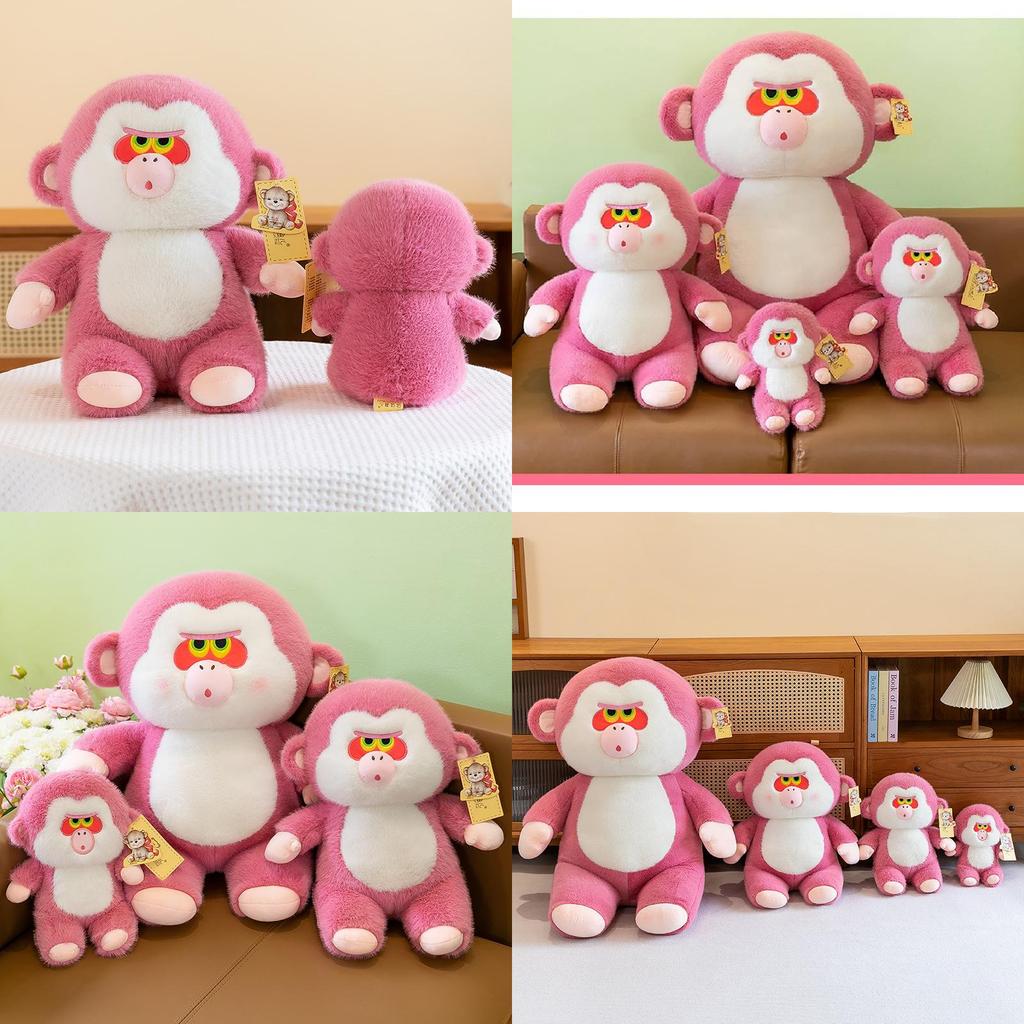 Adorable Pink Gorilla Plush Toy For Kids And Girls With Soft Short Plush Fabric