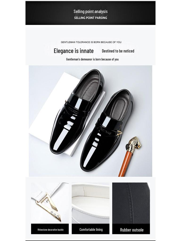 Herren Herbst 2023 Formelle Weiße Leder Slipper, Britischer Stil, Spitze Zehenpartie