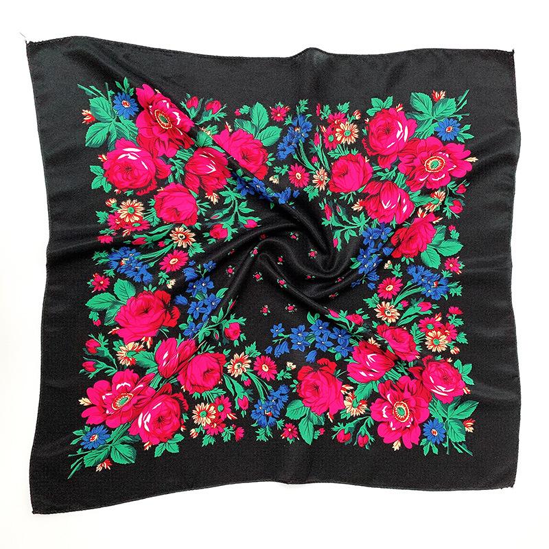 70*70cm Russian Style Floral Print Square Scarf