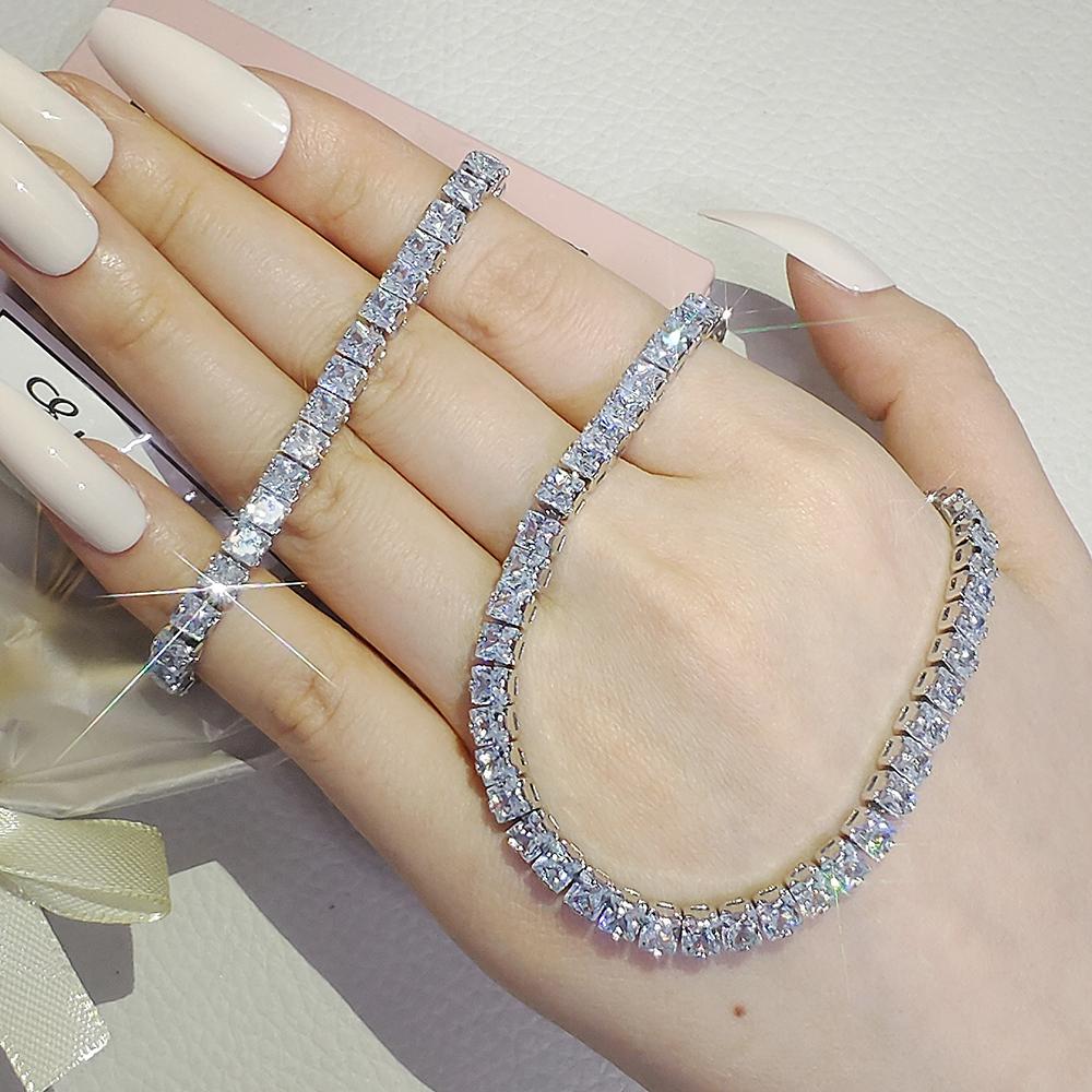 2026 New Trendy white Color bracelet bangle and Necklace Pendant Set for Women Anniversary Gift Jewelry Wholesale s7207-x7330