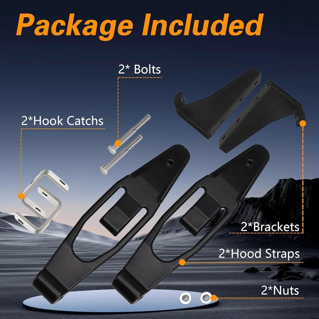 FUSCH Nitrile Rubber Hood Latch Base Strap & Catch Bracket Kit Compatible With Peterbilt 357 367 377 378 379 388 389 Kenworth T300 T600 T800 W900