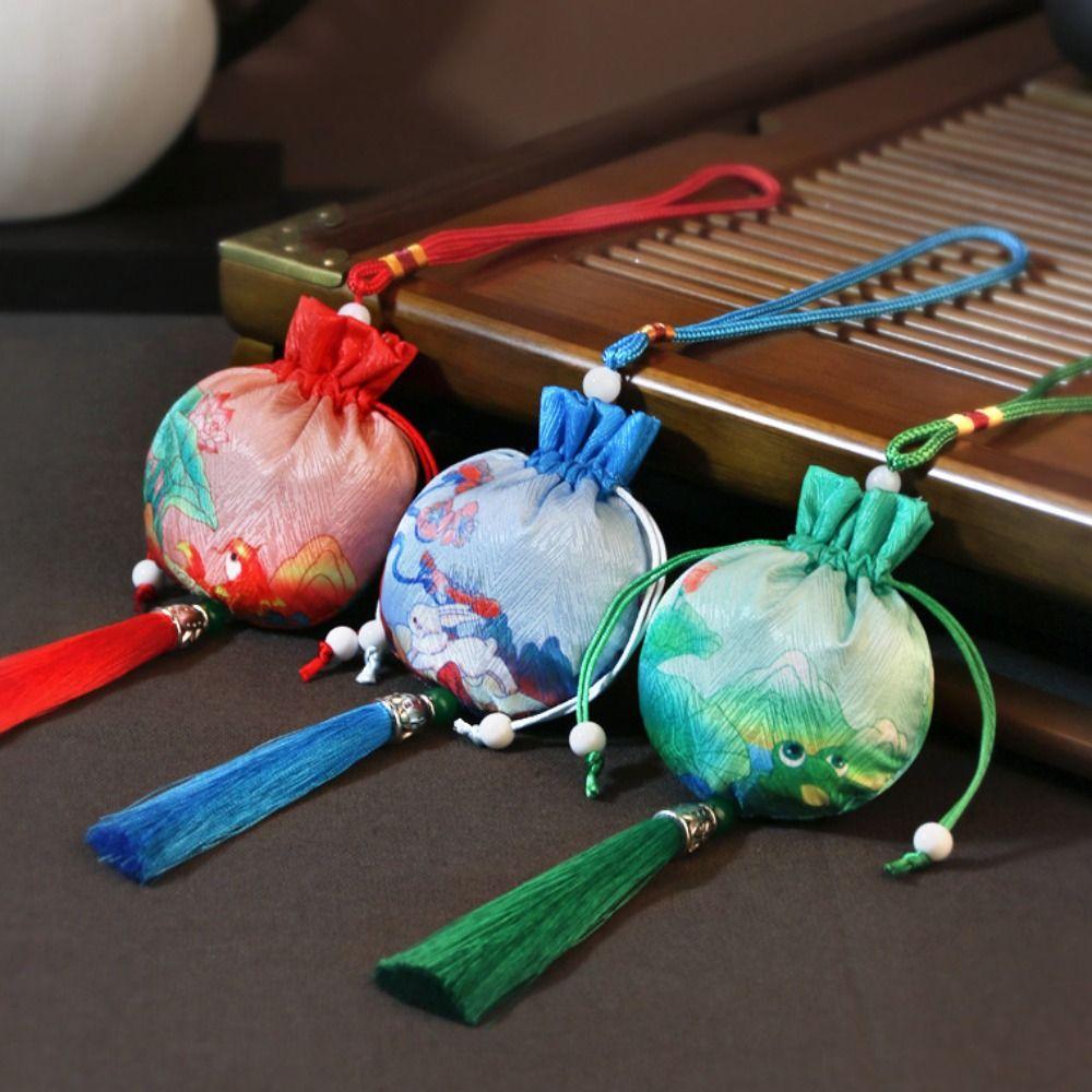 

Gold Fish Flower Tassel Drawstring Bag Deer Jewelry Packing Bag Hanfu Decoration жёлтый