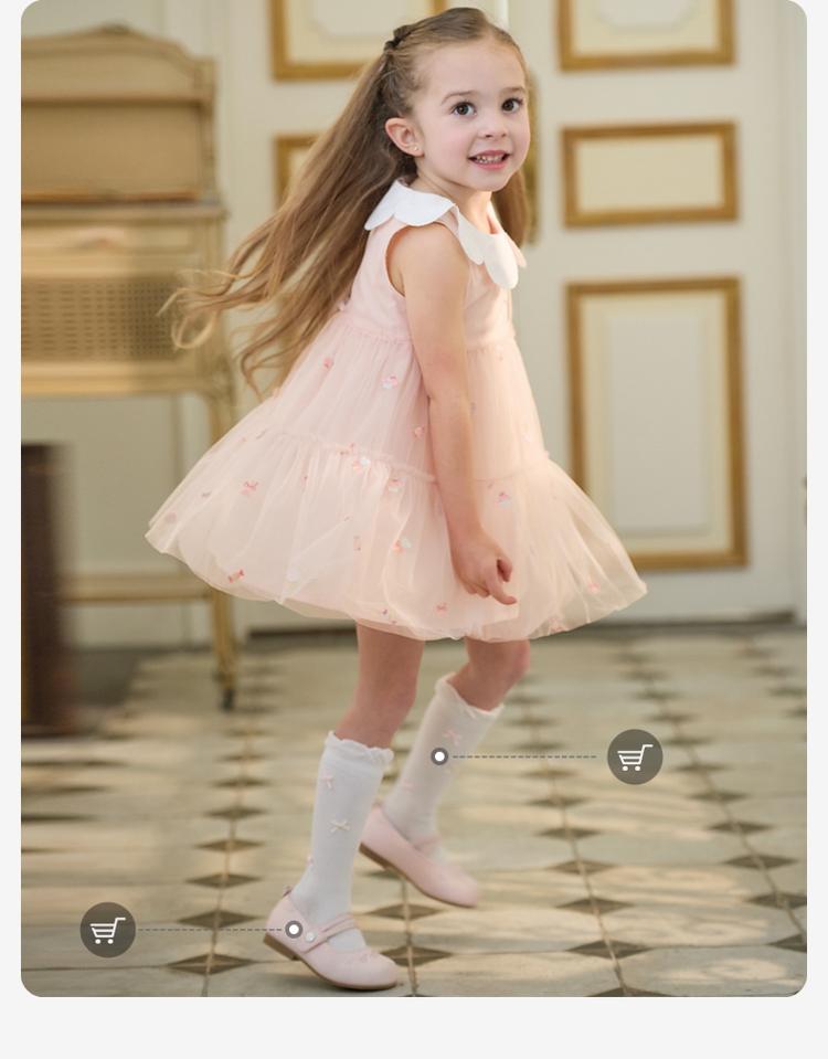Davidella Girls' Sleeveless Dress Summer Dress New Children's Mesh Princess Dress Baby Dress