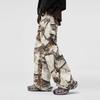 Graffiti branches full of camouflage jeans spring and autumn new loose straight wide-leg trousers