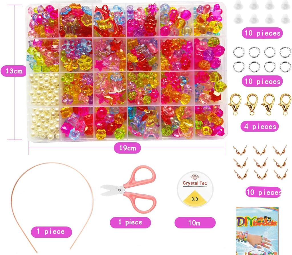 Vytung Beads DIY Accessories Bracelet Bead Toys, 24 Types, Size 2 Colors with Storage Case