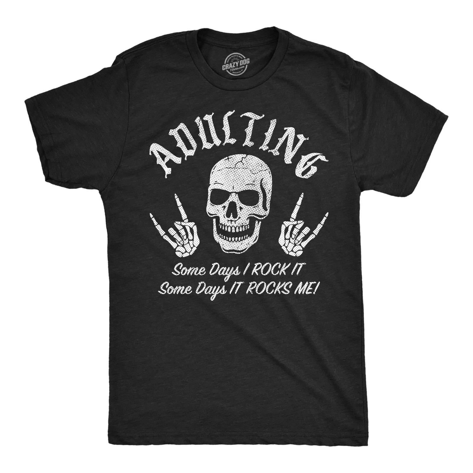 Mens Funny T Shirts Adulting Some Days I Rock It Sarcastic Tee For Men XL