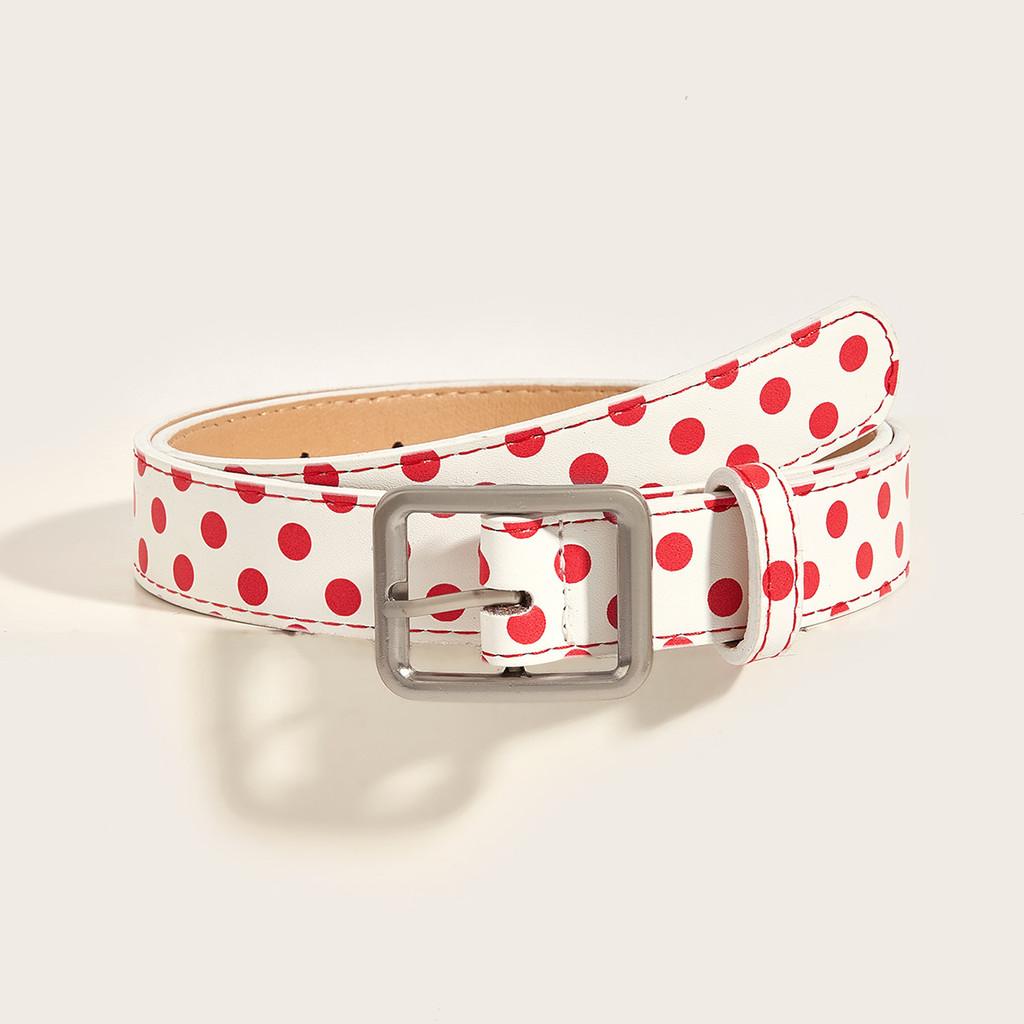 

Vintage Y2k Belt With Heart Embossed Print And Alloy Buckle For Casual Wear White Red