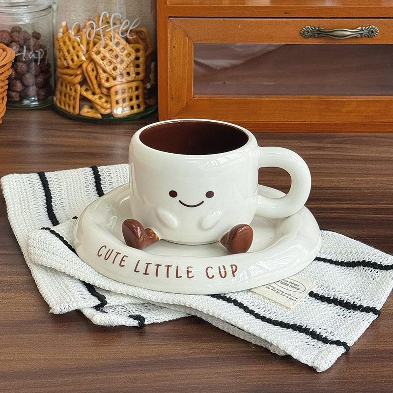 Cupa Picioruș Mic Fată Drăguță Cană Ceramică pentru Apă Cupă de Cafea cu Aspect Înalt Cadou de Ziua de Naștere Suvenir Cutie Cadou
