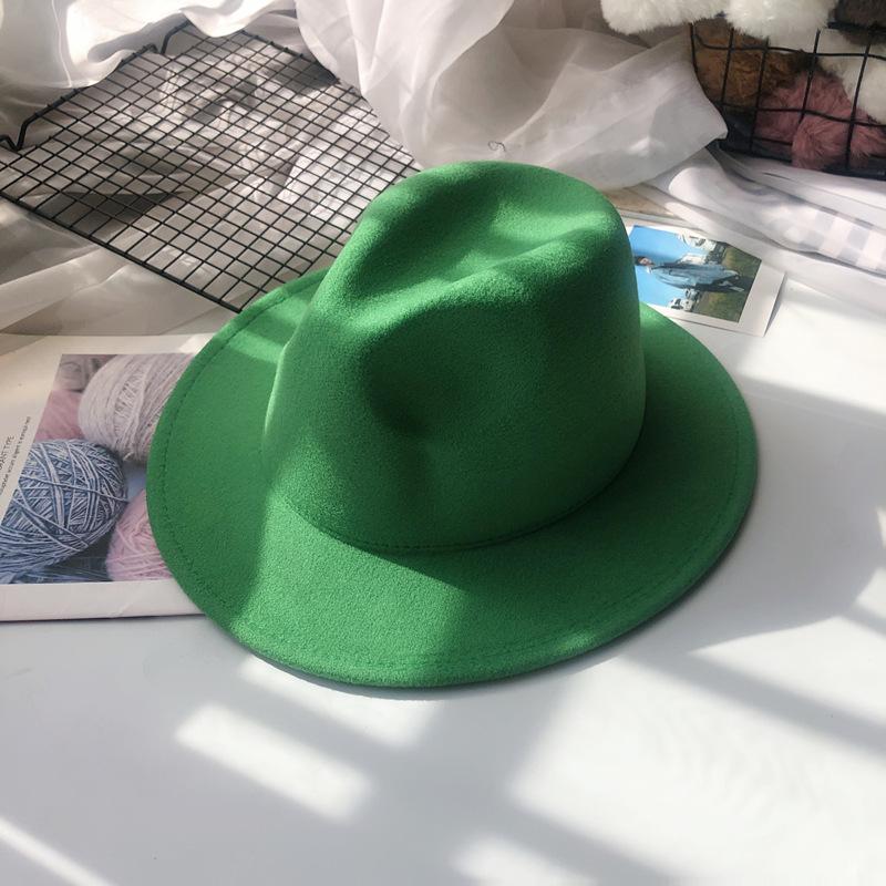 New autumn and winter woolen hats for men and women, couple's hats, wide-brimmed straight-edge hats, fashionable and versatile jazz hats