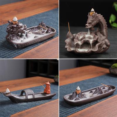 1 Set Lotus Dragon Shape Incense Stove Ceramic Purple Sand Incense Burner Zen Buddhist Hand
