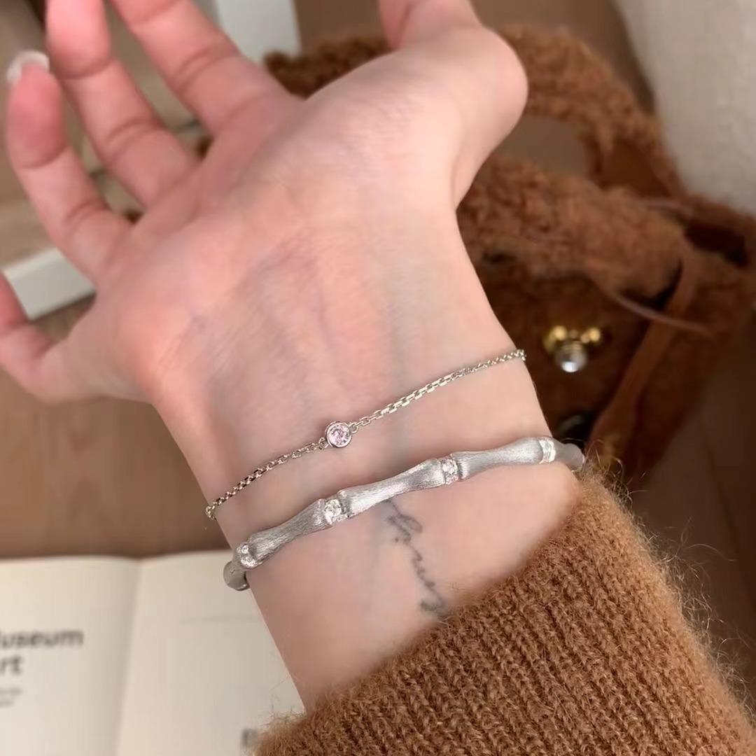 

S925 Sterling Silver Gold-Plated Bracelet with High Carbon Diamonds - Luxurious and Exquisite Jewelry 925 Sterling Silver розовый/серебряный