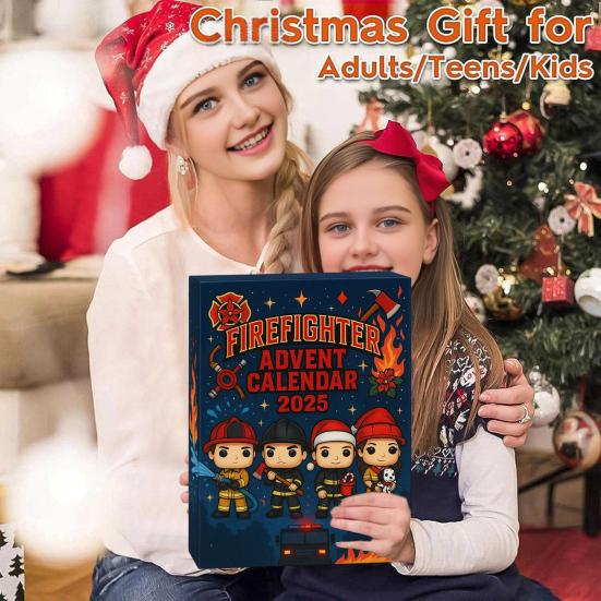 Christmas Advent Calendar 2025 24 Days Firefighter Countdown Calendar with Collectible Figures Holiday Gifts for Kids Adults