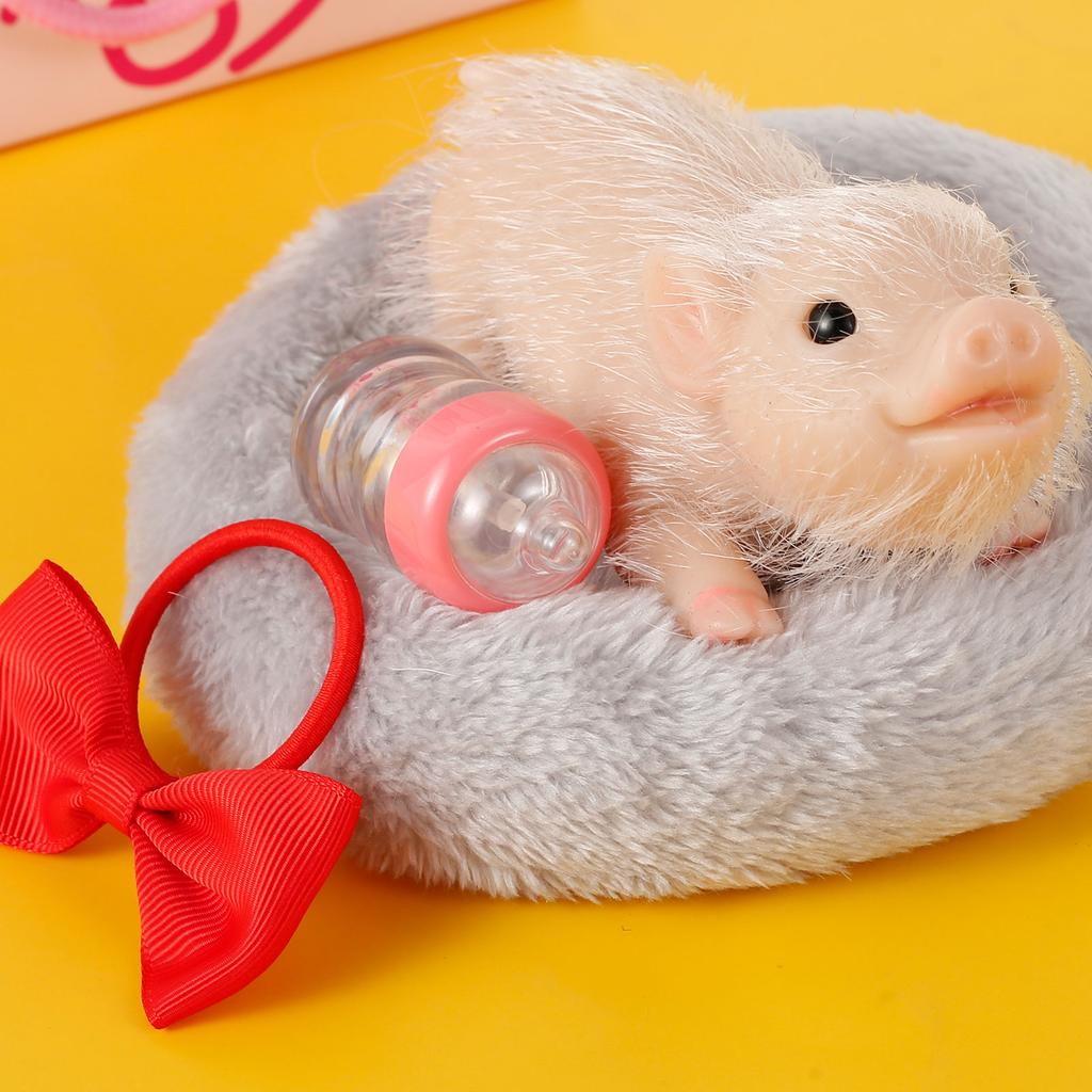 Lifelike Pig Doll Mini Reborn Piglet Stretchy Realistic Soft Cute Piggy Full Silicone Body Piggy Toys Kid Christimas Dolls Gift