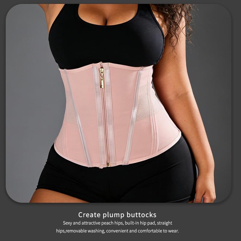 Women Plus Size Hourglass Waist Trainer Zipper Abdomen Body Shaper Waist Cincher