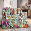 1pc Dogs Rainbows Print Blanket Lightweight Flannel Throw Blanket For Sofa, Bed, Living Room, Office, Outdoor Travel, Camping