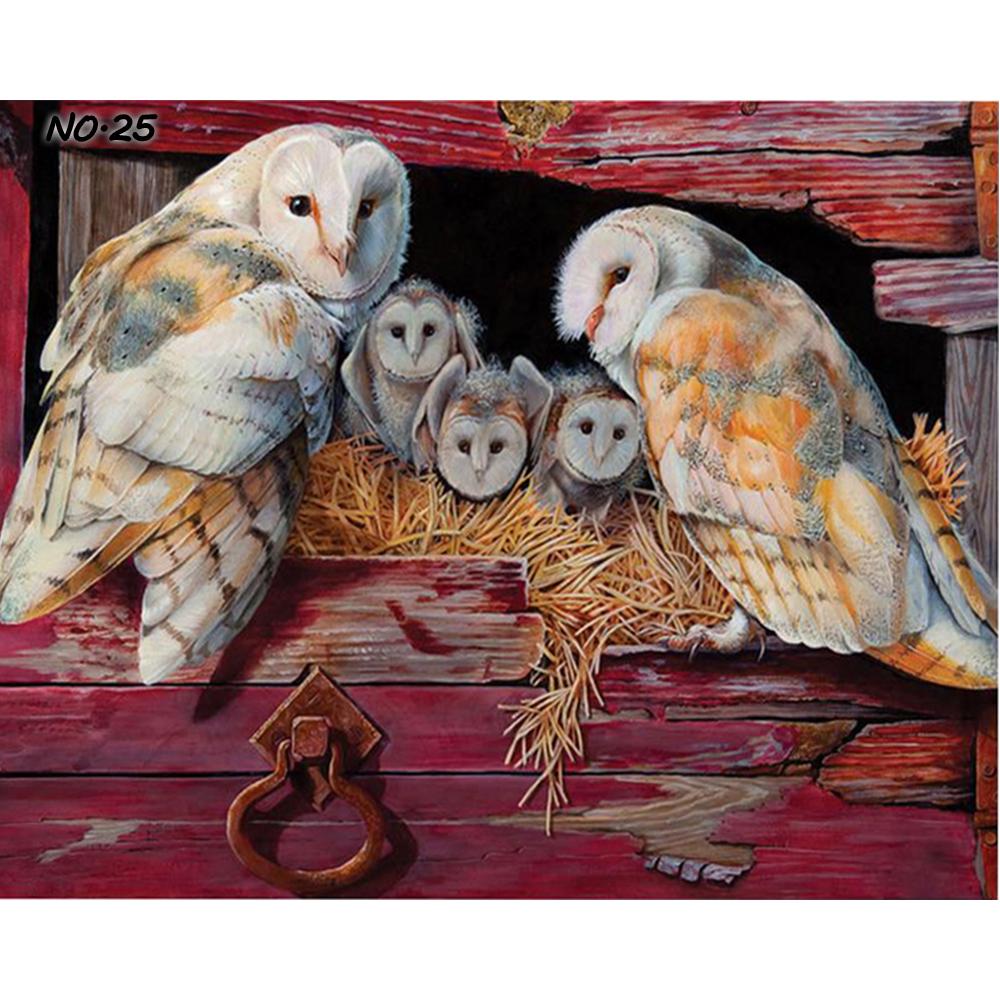 Diamond Painting Owl Cross Stitch Diamond Embroidery Animal Full Drill Square Mosaic Bird Needlework Home Decor