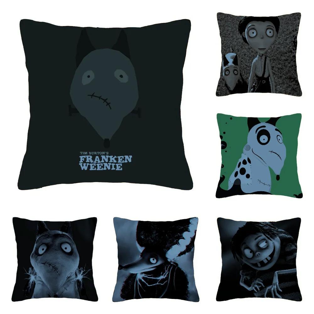 3D Black And White Fantasy Movie F-Frankeweenie Pillow Case Square Pillow Bedroom Sofa Leisure Living Room Home Decoration 40X40