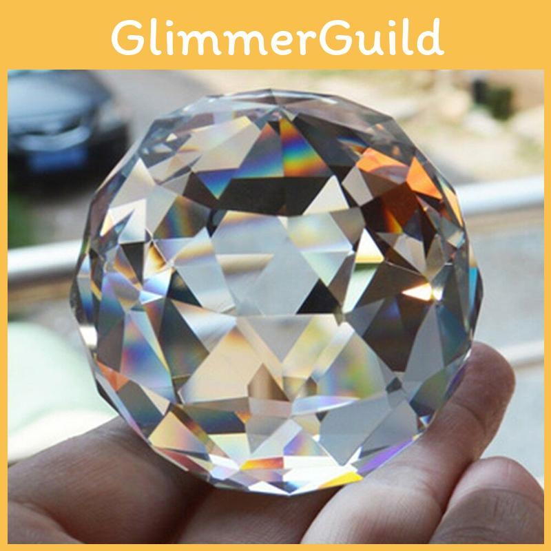 Stunning Clear Cut Crystal Sphere 50mm Faceted Gazing Ball Prisms For Decorative Suncatcher