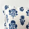 Blue White Flower Print Square Cushion Cover Craft Of Polyester With Ruffled Edges Design