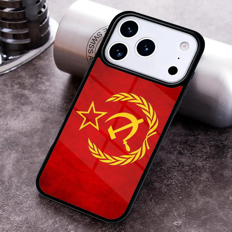 lenin Soviet Union flag Bling Cute Phone Case for iPhone 17 16 15 Pro Max Air 14 13 12 11 Plus Shockproof Capa Cover