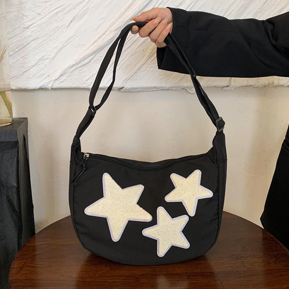 Women Canvas Messenger Bag Versatile Hobo Bag Adjustable Strap Crossbody Sling Bag Pentagram Satchel Bag Slouchy Travel Bag