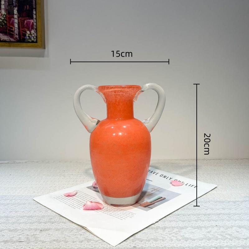 Colored Glass Vase Retro Handle Teapot Flower Vase Flower Arrangement Accessories Flowerpot Terrarium Home Decoration