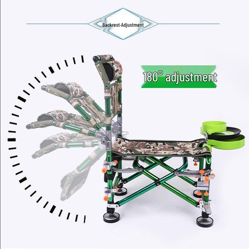 Chaise de pêche extérieure multifonctionnelle réglable: Portable, conception pliable à 180°