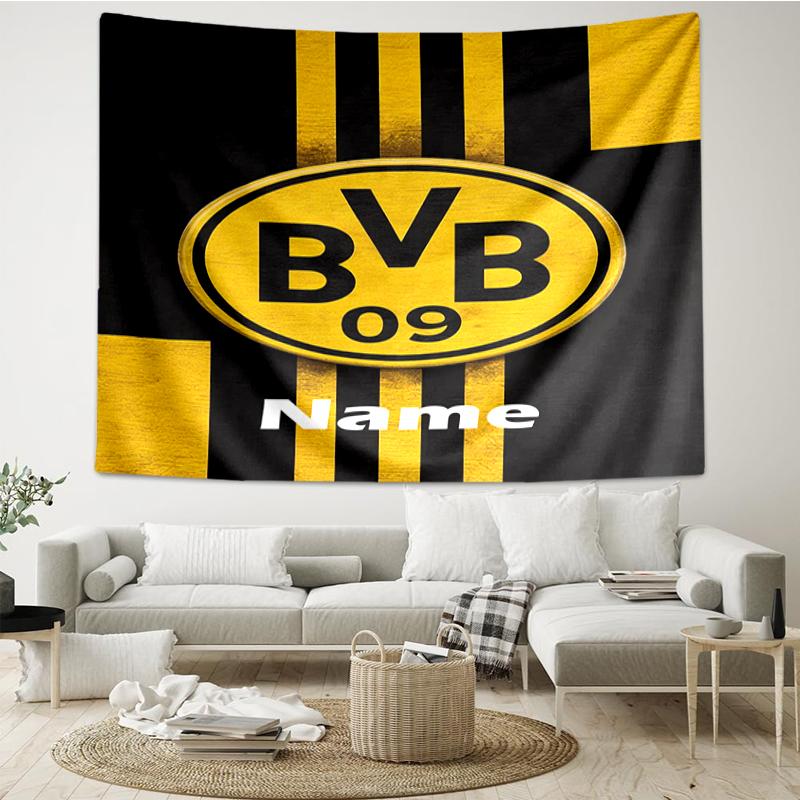 Benutzerdefinierte Name BVB Druck Wandteppich, Hintergrund, Einfache Montage, Ideal für Schlafzimmer, Büro & Wohnzimmer, mit Ästhetischer Wanddekoration.