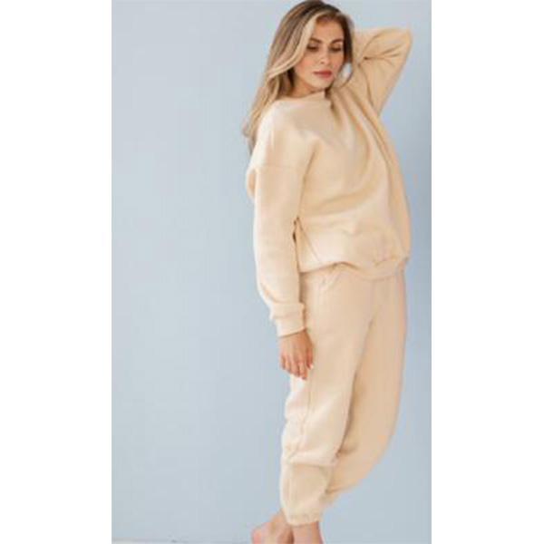 Fashion Pure Color Two-Piece Suits Casual Outfits Long Sleeve Sweatshirts Pullovers Pants Sport Wear for Women S-2XL
