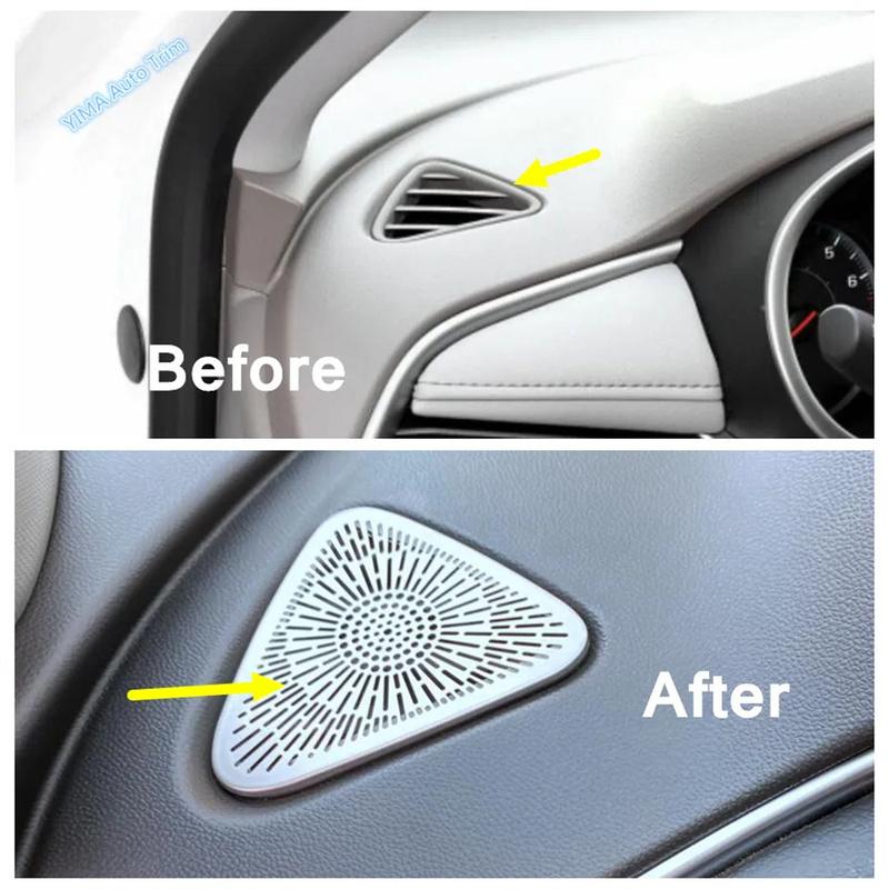 Audio Tweeter Speaker Cover Car A-pillar / trument Small Horn Stainless Steel Sticker Trim For Chevrolet Malibu 2016 -