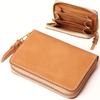 [Gaea2096] Small Leather Wallet, Round Mini Wallet, Genuine Leather, Tochigi Leather, Saddle Leather, with Coin Purse, Natural