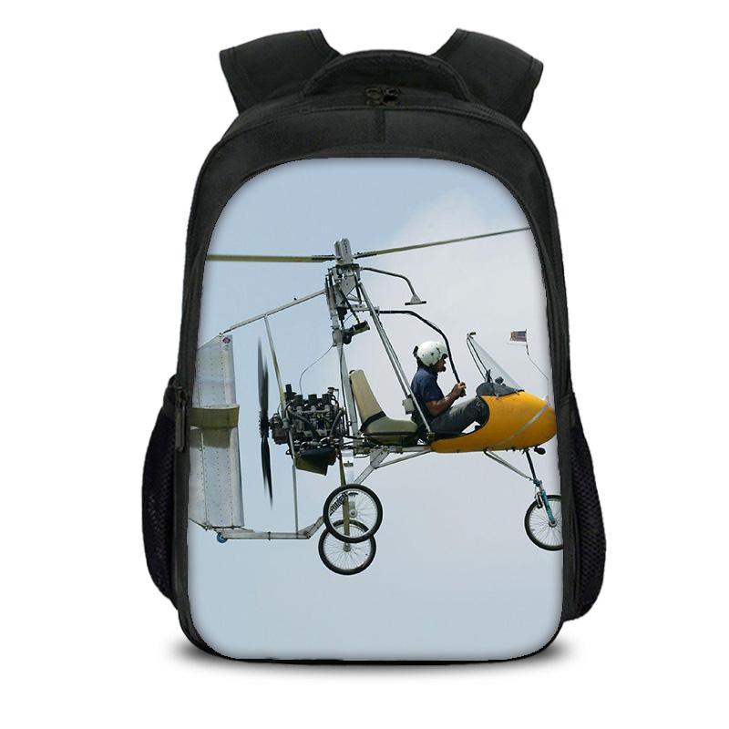 Helicopter Large Capacity Lightweight Double-layer Backpack with New Mechanical Printing the Best Gift for Boy and Girl Schools