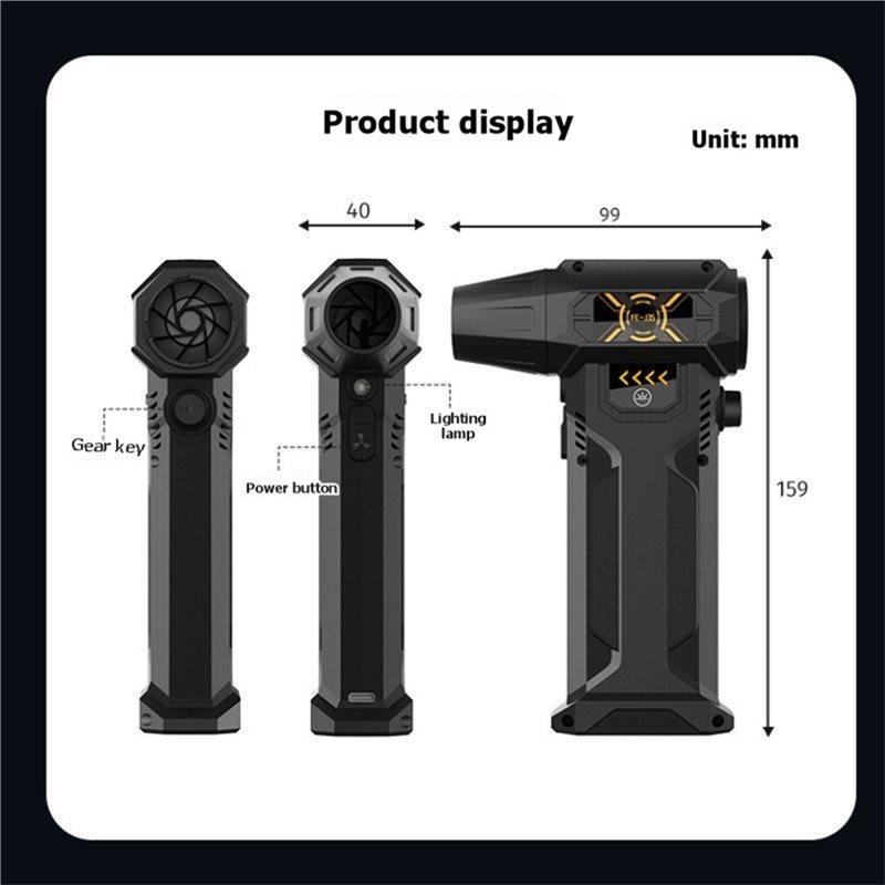A84E-Electric Air Blower Compressed Air Duster 130000RPM Featuring 4-Speed Adjustment& LED Light, Rechargeable Fast-Charging