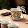 Cloisonné Ceramic Kung Fu Tea Set with Teapot and Handle Cup