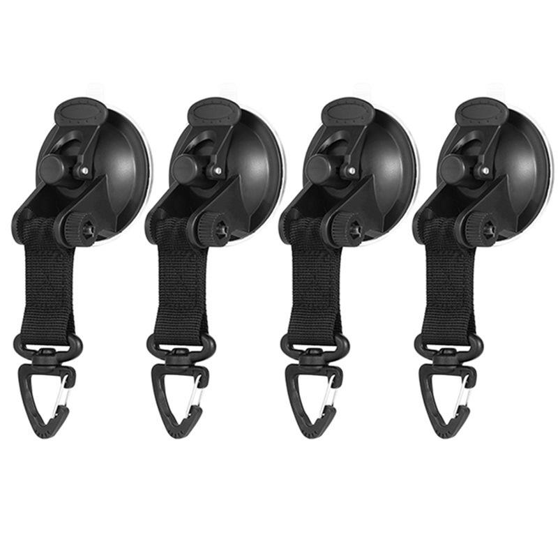 Heavy Duty Car Camping Tie Down Suction Cups, 4 Pieces Strong Power Camping Tarps Accessory With Securing Hooks