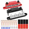 2 Pieces 4Way Bus Bar 48V DC 250A Positive and Negative 4 Terminal Post Junction Block for