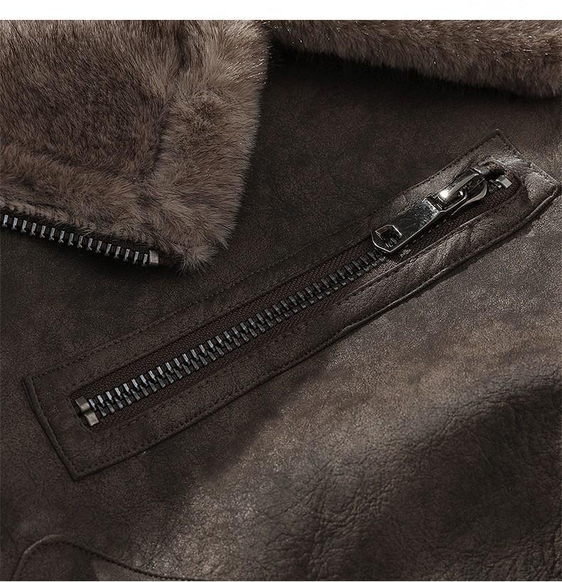 Men's Plus Size Lapel Leather and Fur Jacket - Winter Edition