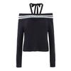 Za Export New Arrival Women's Clothing ZR Fashion Style Fashion off-Shoulder Lace-up Halterneck Sweater Knitted Hip Skirt Suit