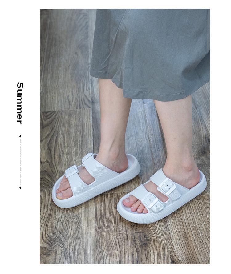 2025 Thick-Soled Double Buckle EVA Sandals: Step-On-Comfort for Couples, Women, Indoor/Outdoor Use