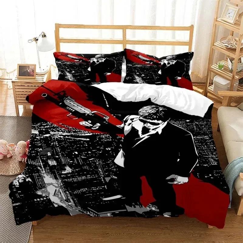 Tony Montana Scarfaces Printed Bed Set Duvet Cover Pillowcase Bedding Set Bed Linen Sheet Quilt Cover Full Queen King Size