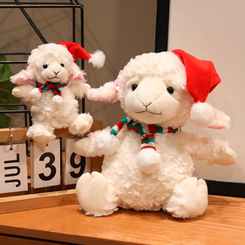 15/22/28cm Cute Soft Christmas Sheep Plush Toys Soft Lamb Plush Dolls Stuffed Sheep Plushie Baby Toys Birthday Gifts for Kids