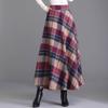 Plaid Print High Waist Skirt Casual Ruffle Hem Midi Skirt Women's Clothing