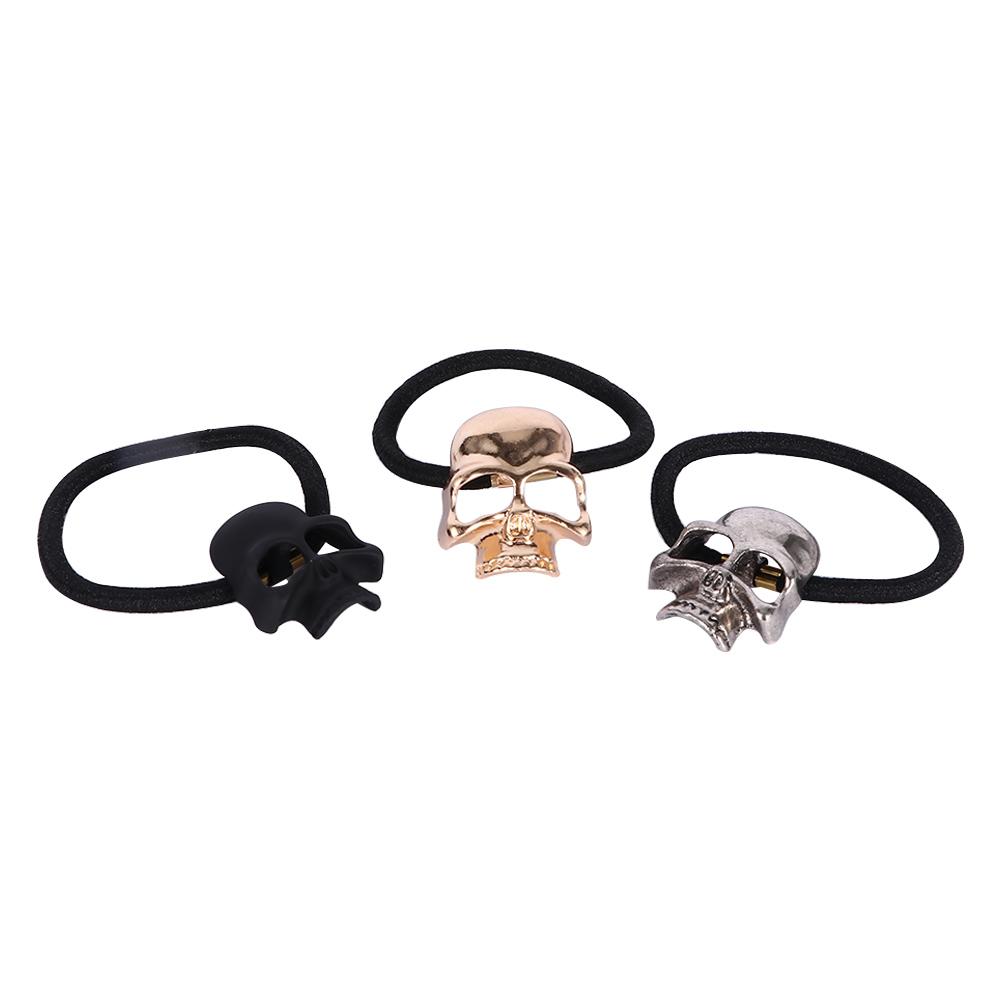 1Pcs Vintage Punk Girl Metal Skull Elastic Hair Rope Women Hairband