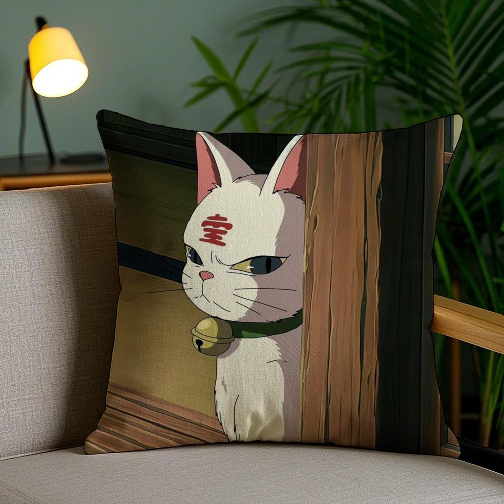 D-Dan Da D-Dan Lucky Cat Cushion Cover Soft Short Plush Double-Sided Printing Home Decor Machine Washable Pillow Case Gift