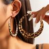 Vintage Sexy Hollowed Leopard Print Big Round Hoop Earrings for Women Exaggerated Geometric Large Pierced Earrings Y2K Zircon